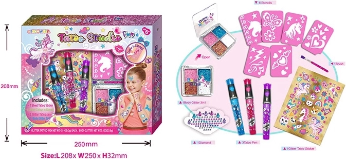 Studio tatuaggi con decorazioni Unicorno – set creativo per bambini