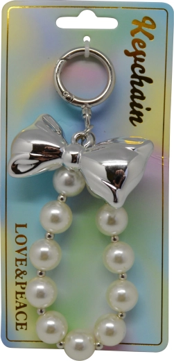 Portachiavi con perle e fiocco