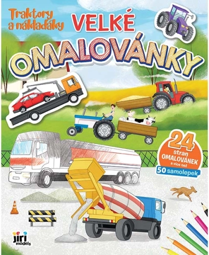 Grandi album da colorare: trattori e camion con adesivi