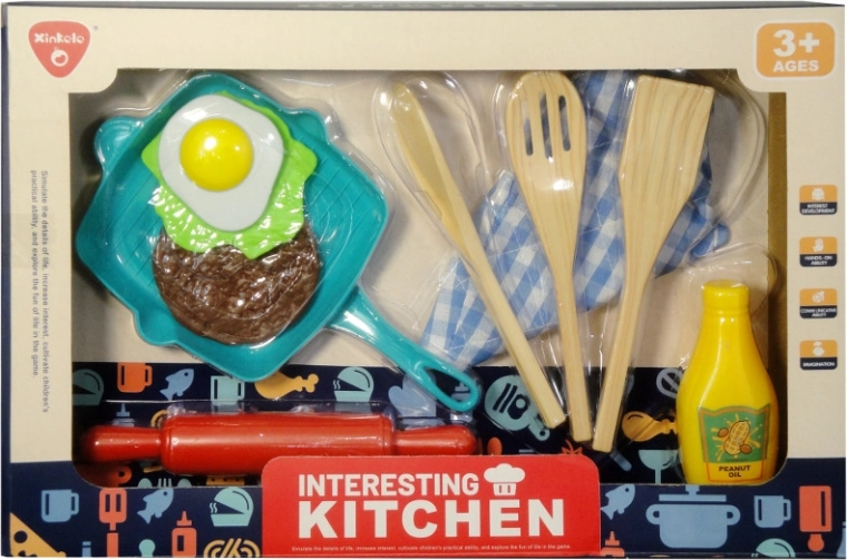 Set da cucina con padella e accessori per bambini