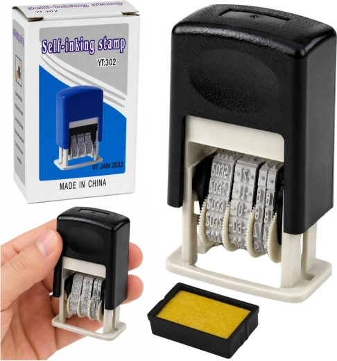 Timbro automatico regolabile con data, nero - 1 pezzo