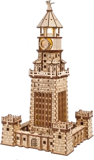 Ugears puzzle meccanico 3D in legno Faro di Alessandria con illuminazione LED