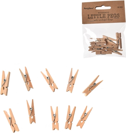 Mini mollette in legno marroni 3,5 cm (10 pz)