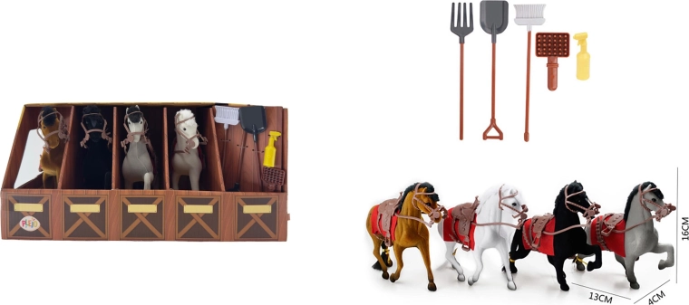 Set PLEJO di 4 cavalli con accessori - 1 pezzo