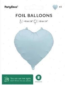 Palloncino in foil a cuore blu nebbioso 45 cm