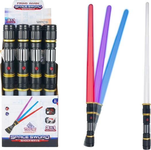Spada luminosa telescopica Sparkys 3 in 1 con suoni e luci 81 cm