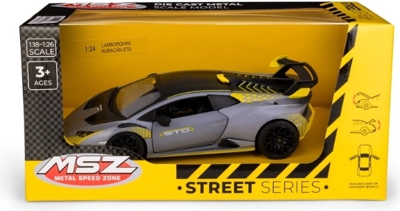 Modello di auto Lamborghini Huracán STO in scala 1:24, grigio argento