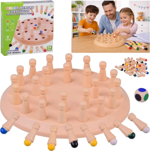 Gioco di memoria in legno colori con dado e piolini