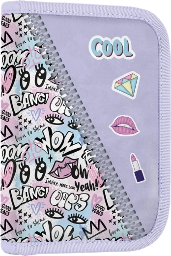 Astuccio scolastico Funny Girl, 1 scomparto, 2 alette, vuoto