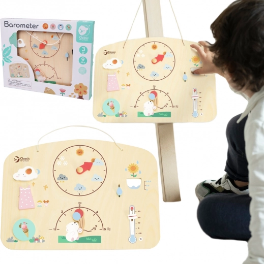 Classic World tavola meteorologica educativa in legno – barometro per bambini