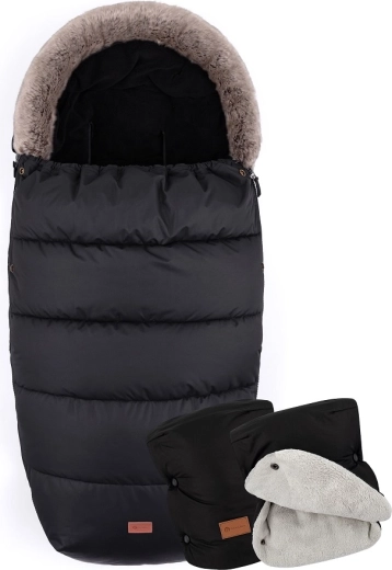 Petite&Mars sacco invernale 4in1 Comfy Forever black + guanti per manubrio Jasie ink black