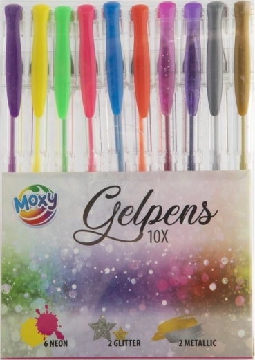 Set di penne gel Moxy 10 pz – metalliche, pastello e neon