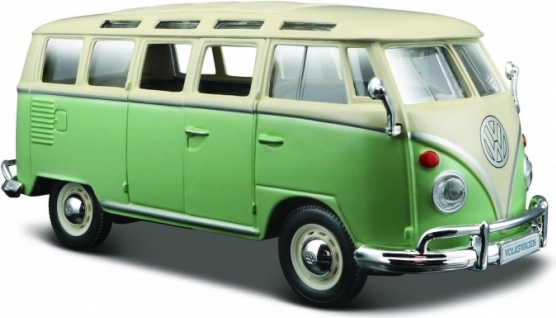 Modello in metallo Volkswagen Van Samba beige‑verde 1:24
