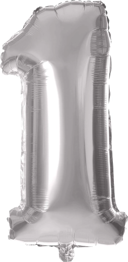Palloncino in foil cifra 1 30 cm argento TORO