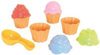 Adriatic formine per sabbia a forma di cupcake – set da 4 pz con coperchi e cucchiaino
