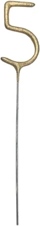 Fontana fredda dorata per torta numero 5 15 cm - 1 pezzo