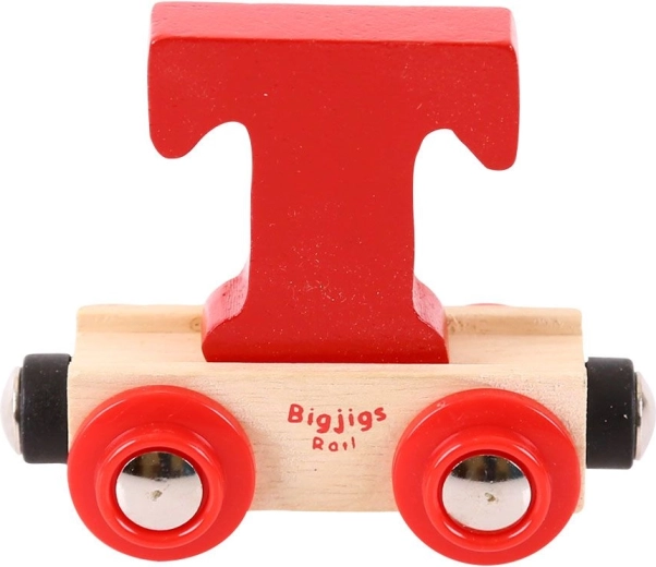 Carrozza di legno per ferrovie giocattolo con la lettera T