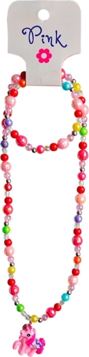 Collana con ciondolo pony rosa