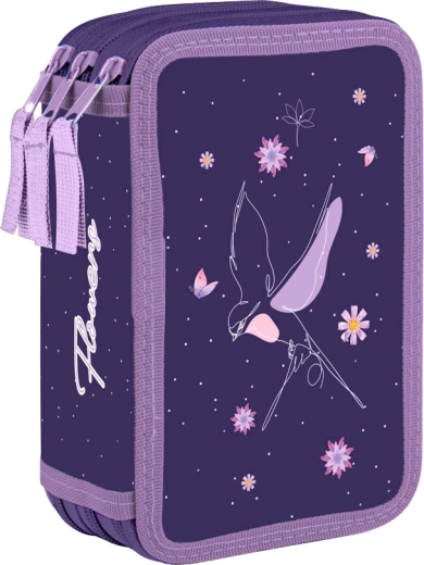 Astuccio scolastico a tre piani Flowers – vuoto