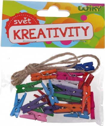 Mollette mini colorate 2,5 cm con spago, 25 pz