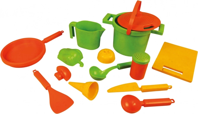 lena eco set da cucina per la sabbia, 14 pezzi