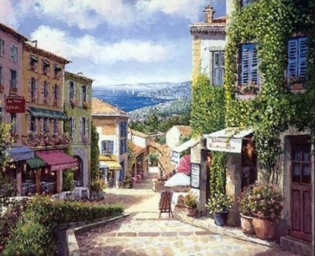 Norimpex Dipingere con i numeri Strada sul mare 40 × 50 cm
