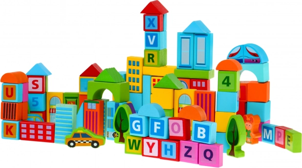 Set di blocchi di legno Città - 100 pezzi