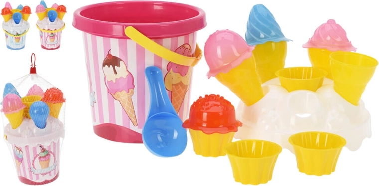 Set per sabbia per bambini Secchiello Gelatino con accessori, mix di colori