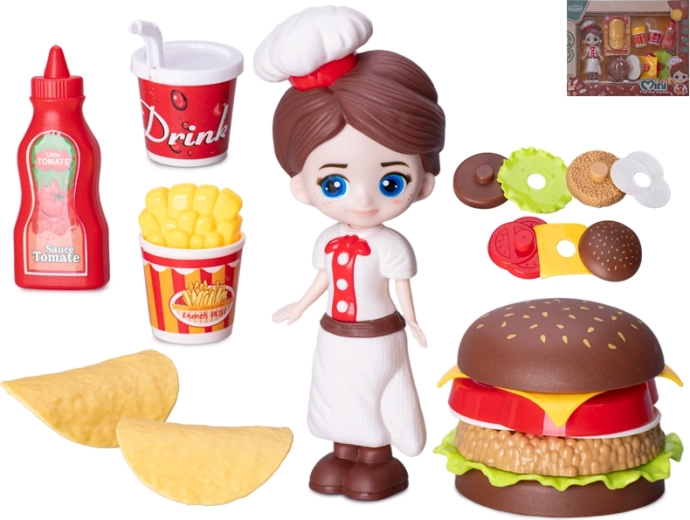 Bambola cuoca 15 cm con accessori