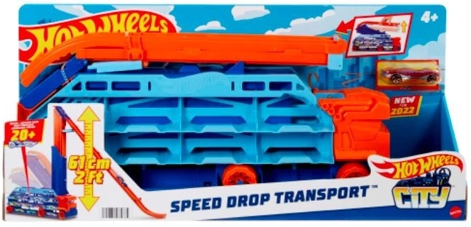 Hot Wheels City trasportatore 2 in 1 con epica discesa da 60 cm
