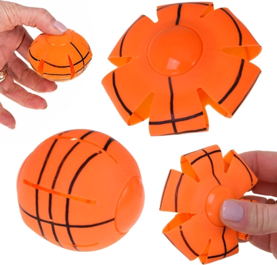 Pallina disco volante “schiaccia e lancia” – giocattolo elastico da mano 7 cm