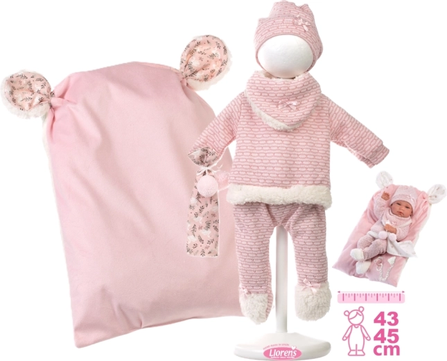 Llorens vestitini per bambola New Born 40–42 cm, set invernale 5 pezzi con accessori