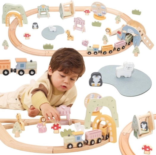 Viga pista ferroviaria in legno 62 pezzi