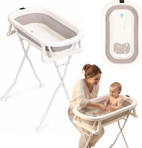 Vaschetta pieghevole per bambini Ecotoys su supporto con scarico e termometro LCD