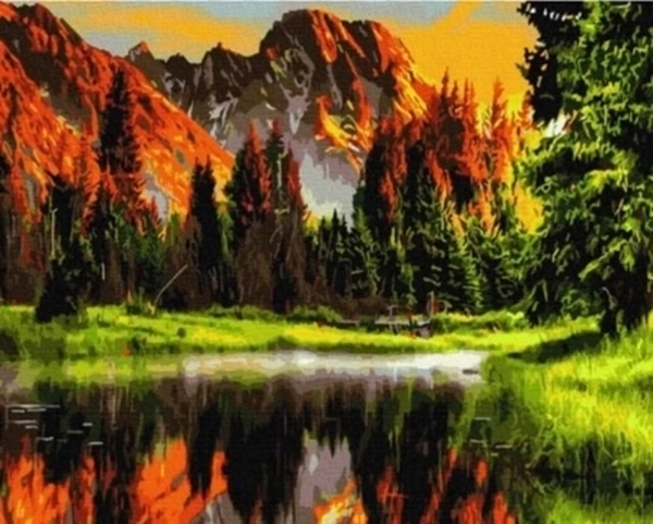 Norimpex dipingere con i numeri Montagne sopra lo stagno in autunno 40 × 50 cm