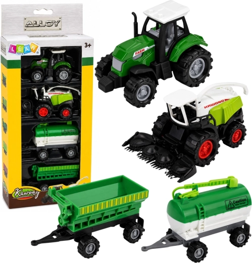 Set di veicoli agricoli con trattore, trinciatrice e cisterna 1:68 (4 pz)