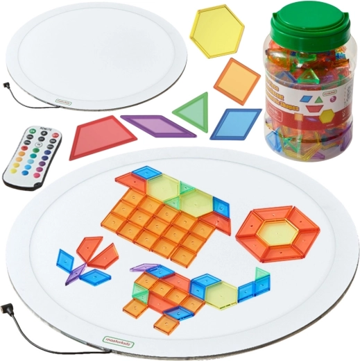 MASTERKIDZ pannello luminoso LED circolare con mosaico colorato Montessori 140 pezzi