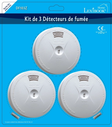 Set Lexibook di 3 rilevatori di fumo con batterie
