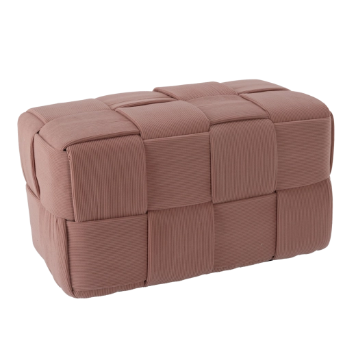 Pouf rettangolare intrecciato rosa 72 × 38 × 38 cm