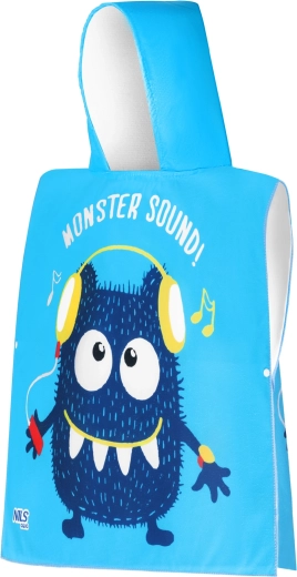 Poncho per bambini in microfibra con cappuccio NILS aqua Monster Sound