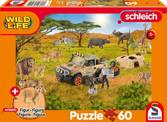 Puzzle Schmidt Schleich nella savana 60 pezzi + figurina SCHLEICH