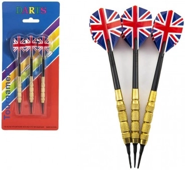 Freccette con bandiera USA, 15 cm, punte in plastica, set da 3 pezzi