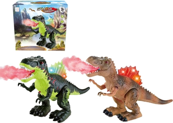 Dinosauro con vapore nebulizzato e effetti luminosi e sonori
