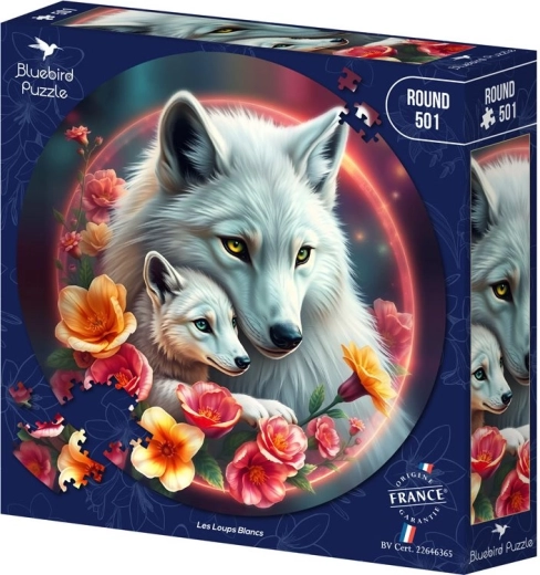 Puzzle rotondo Bluebird Lupi bianchi 501 pezzi