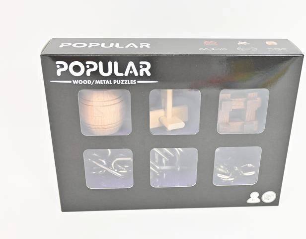 Woodyland Popular set di rompicapi in legno e metallo da 6 pezzi