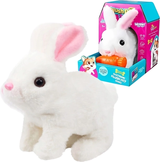 Coniglietto di peluche interattivo Woopie con carota bianco