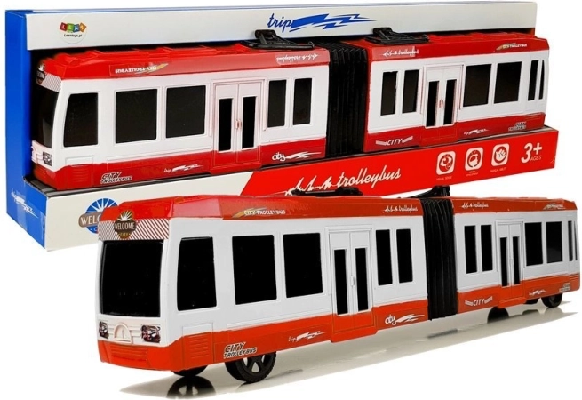 Autobus snodato con meccanismo a retrocarica rosso