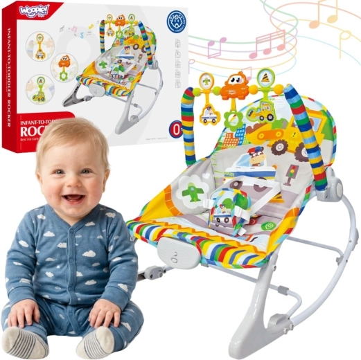 Woopie baby sdraietta interattiva con vibrazioni e barra giochi, multicolore
