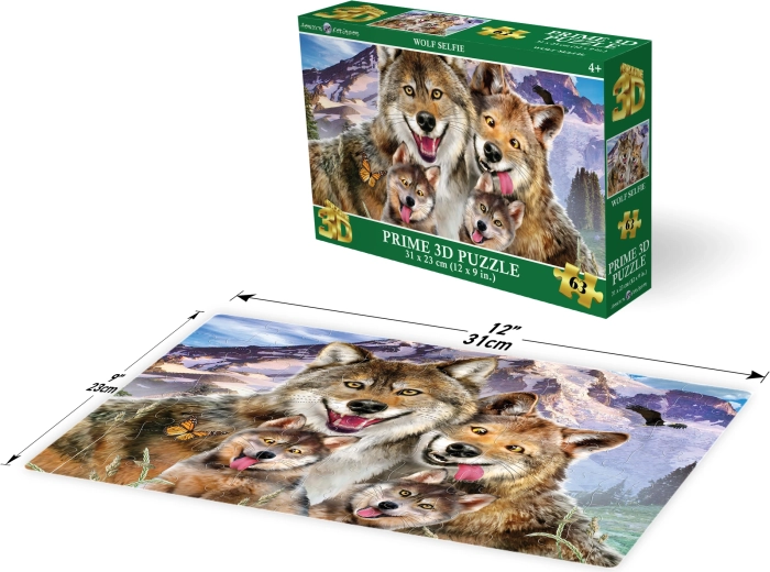 Puzzle 3D Selfie con lupo 63 pezzi