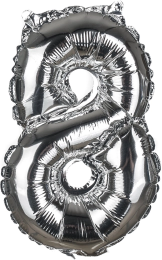 Palloncino in foil numero 8, 30 cm – mix oro e argento